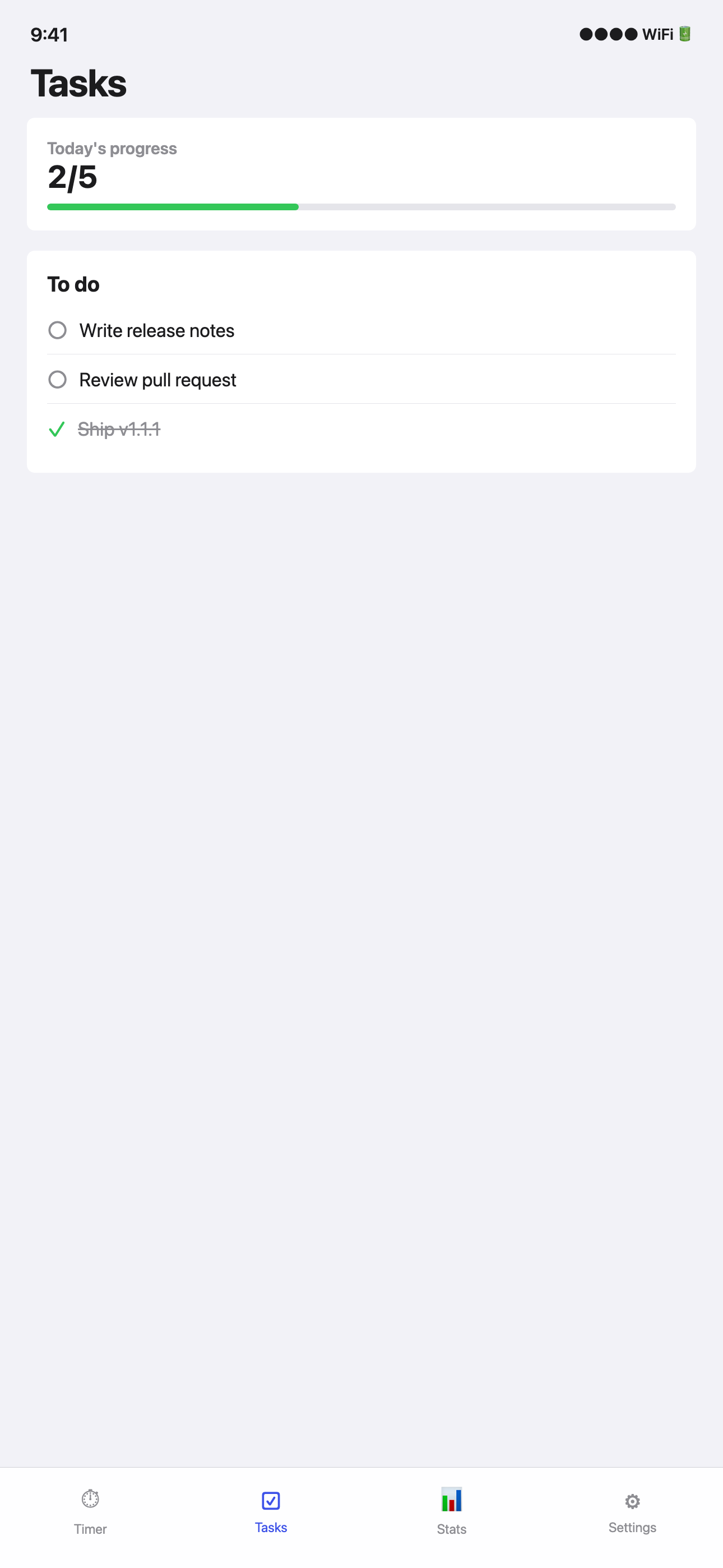 Daily tasks list
